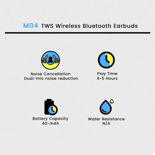M04 Tws Wireless Bluetooth Earbuds | Mic In-ear Headphones With Led Display - Image 3